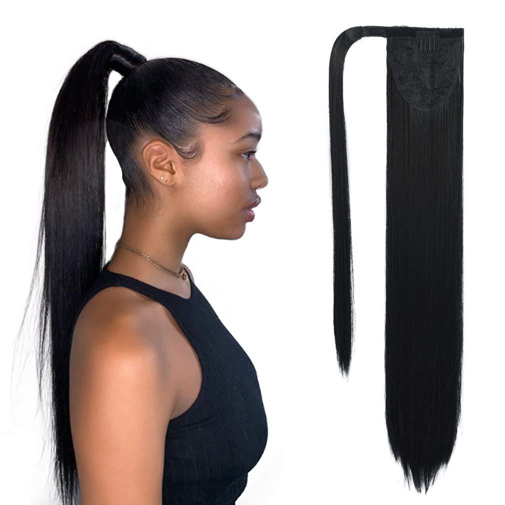 24 inches Straight Hair Velcro Ponytail High Temperature Synthetic Hair Netby