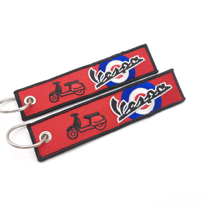 Short Cloth Strip Keyring Keychain for Motorbike with Logo Emblem Badge Netby