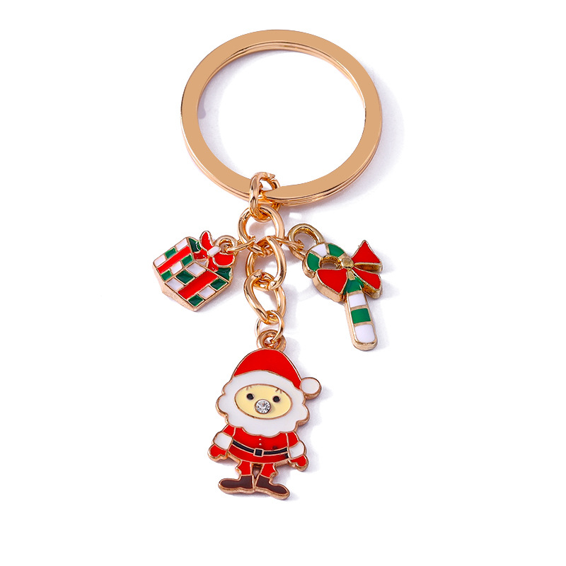 Festival Santa Clasu Tree Gift Box Christmas Keychain Keyring Netby