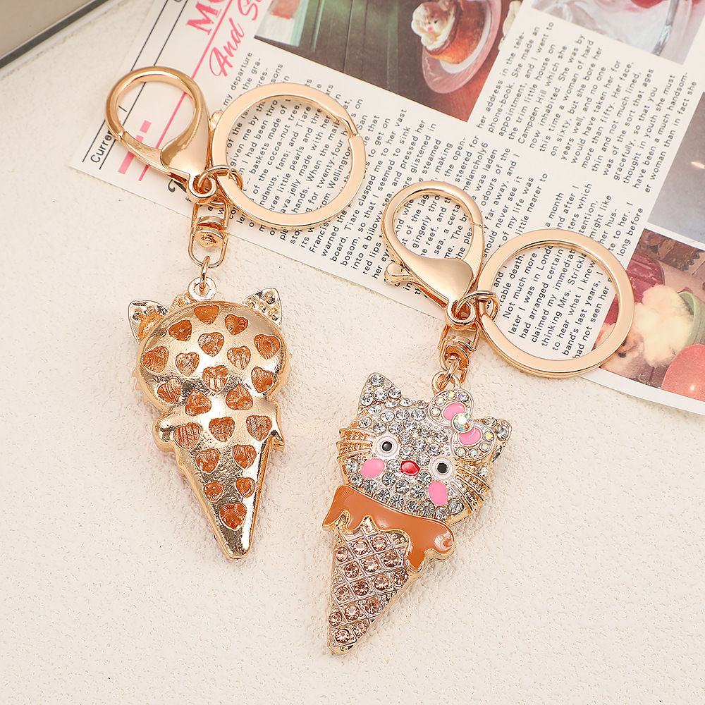 Rhinestone Icecream Cat Keychain Keyring Netby
