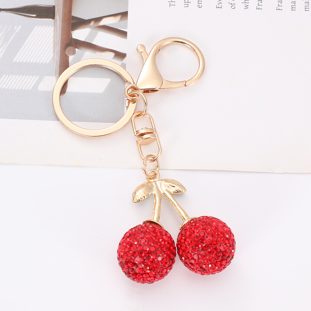 Cherry Rhinestone Keychain Keyring Netby