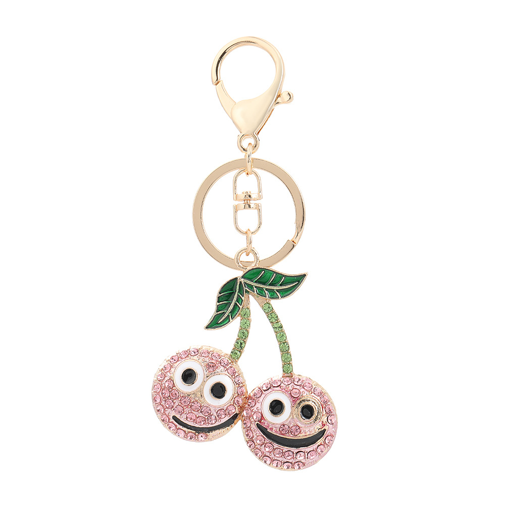 Rhinestone Smiling Face Cherry Keychain Keyring Netby