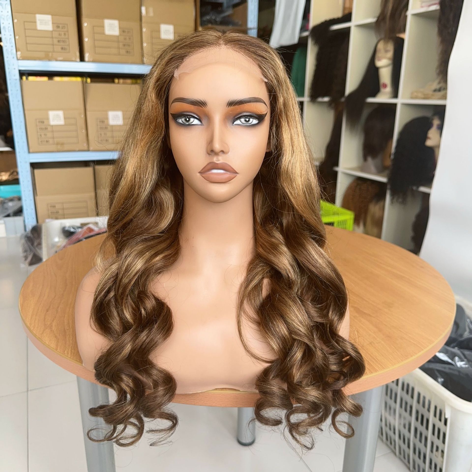Custom Order 26 Inches 5x5 Lace Closure Wig Remy Human Hair Loose Wave Highlight Color WIGLTD