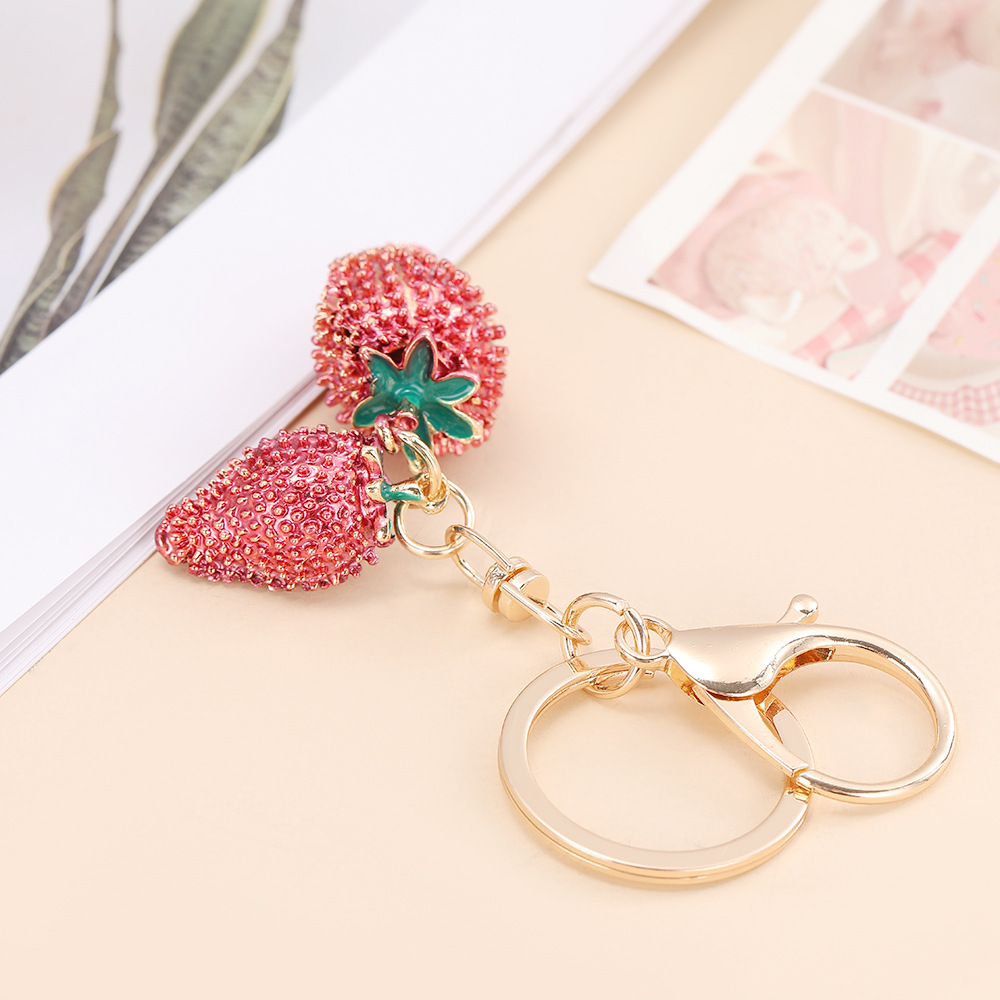 Rhinestone Strawberry Keychain Keyring Netby