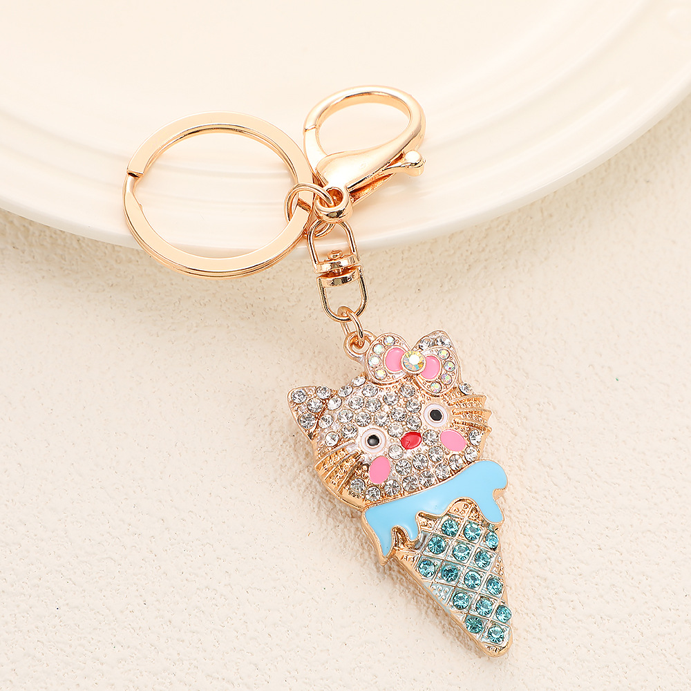 Rhinestone Icecream Cat Keychain Keyring Netby