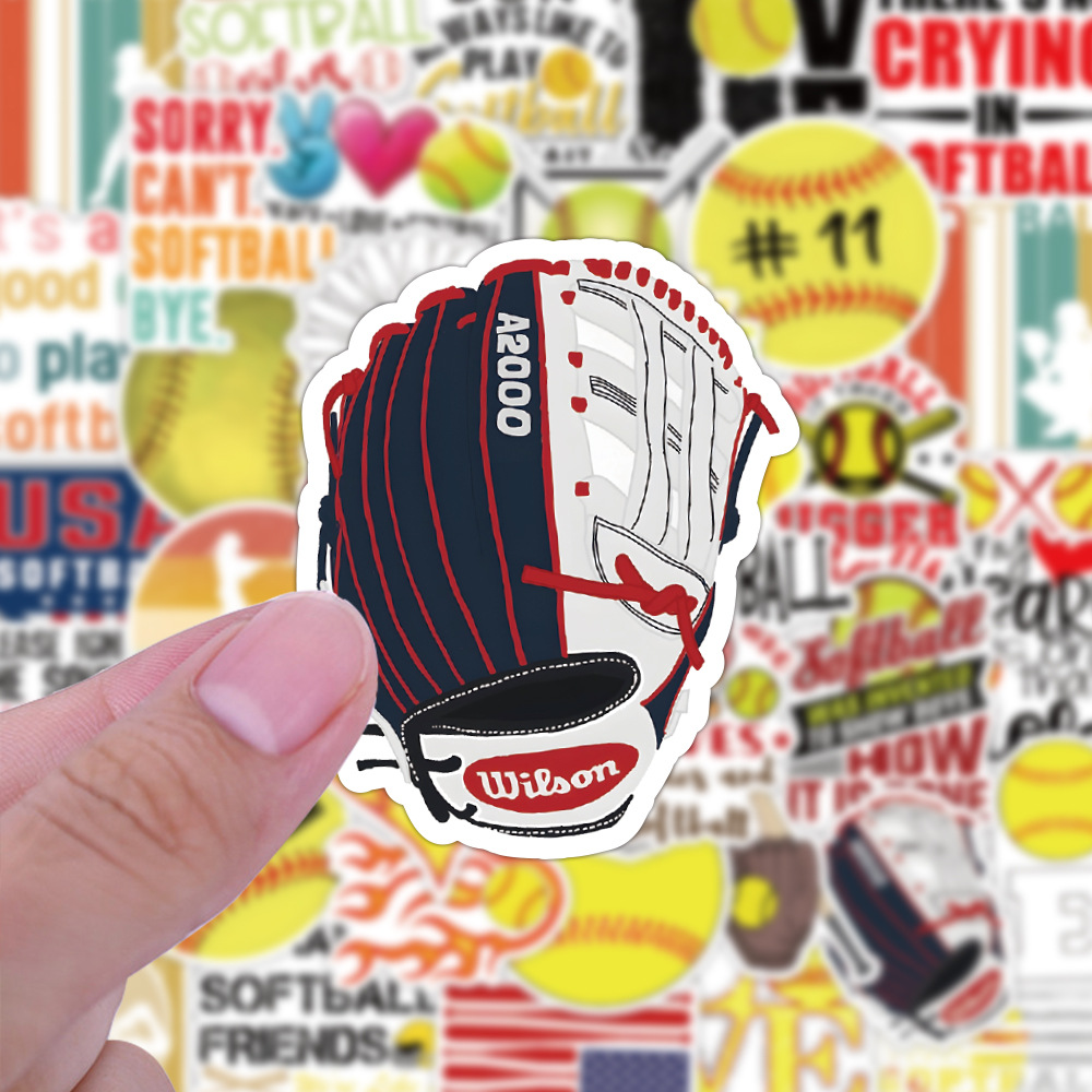 50pcs/pack Softball Baseball Waterproof Sticker Sports Game Netby