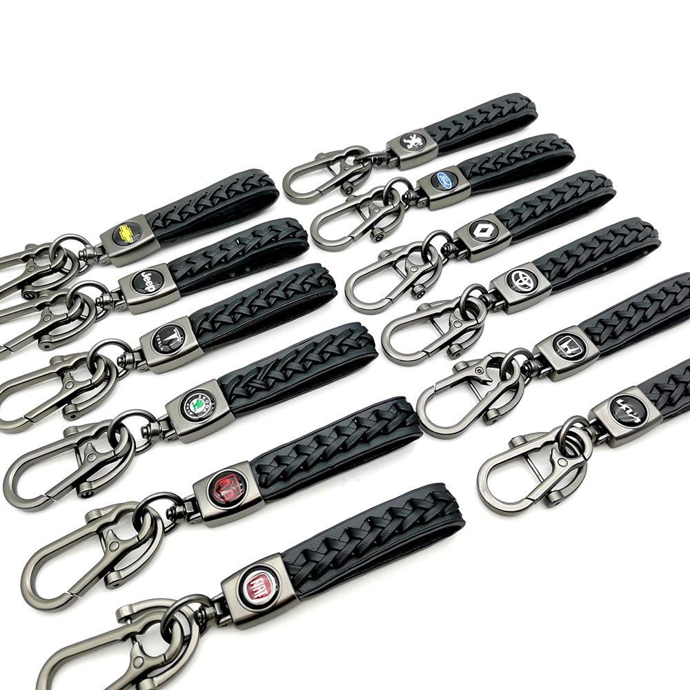 Knitting Leather Car Logo Emblem Kering Keychain Keyfob for Audi Benz BMW VW Chevrolet Toyota Volvo Netby