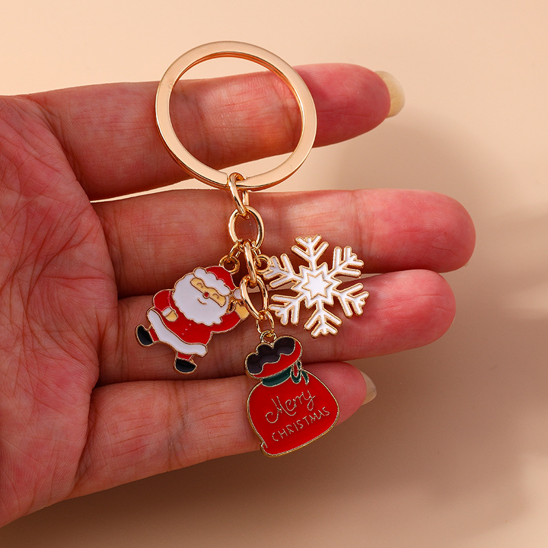 Festival Santa Clasu Tree Gift Box Christmas Keychain Keyring Netby