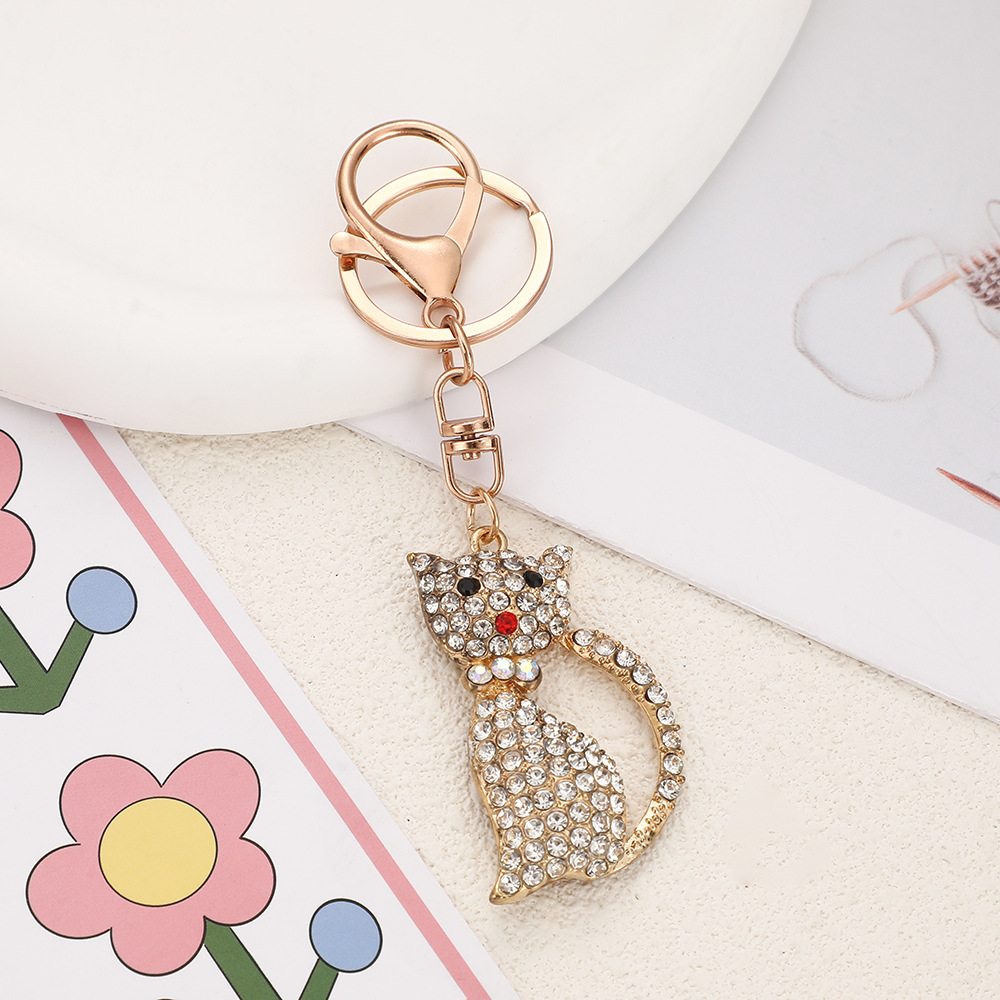Rhinestone Cat Keychain Keyring Netby