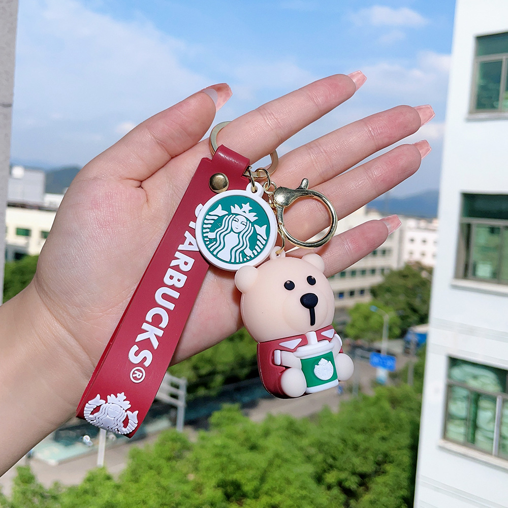 Rubber Starbucks Bear Coffee Cup Keychain Keyring Netby