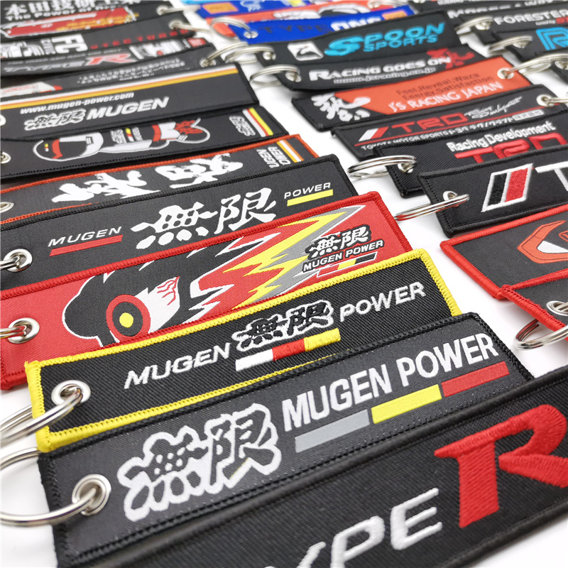 Car logo modified brand textile embroidery cloth key chain hanging TRD MUGEN