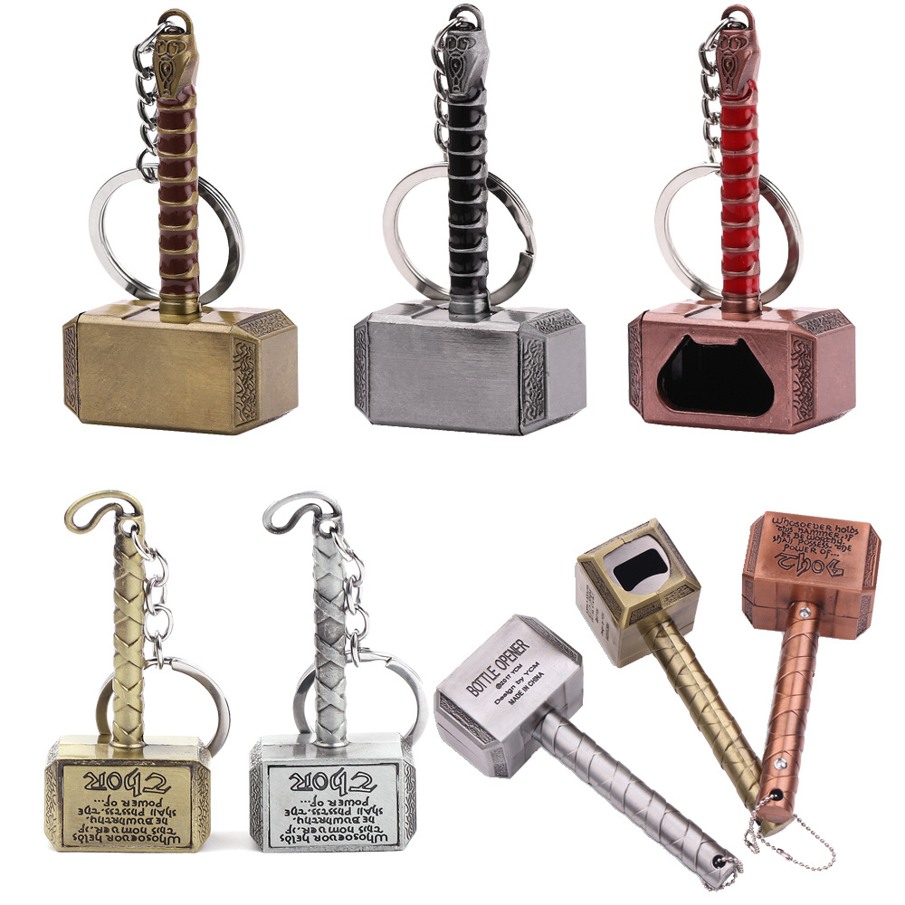 Metal Marvel Movie Avengers Thor's Hammer Bottle Opener Keychain Keyring Netby