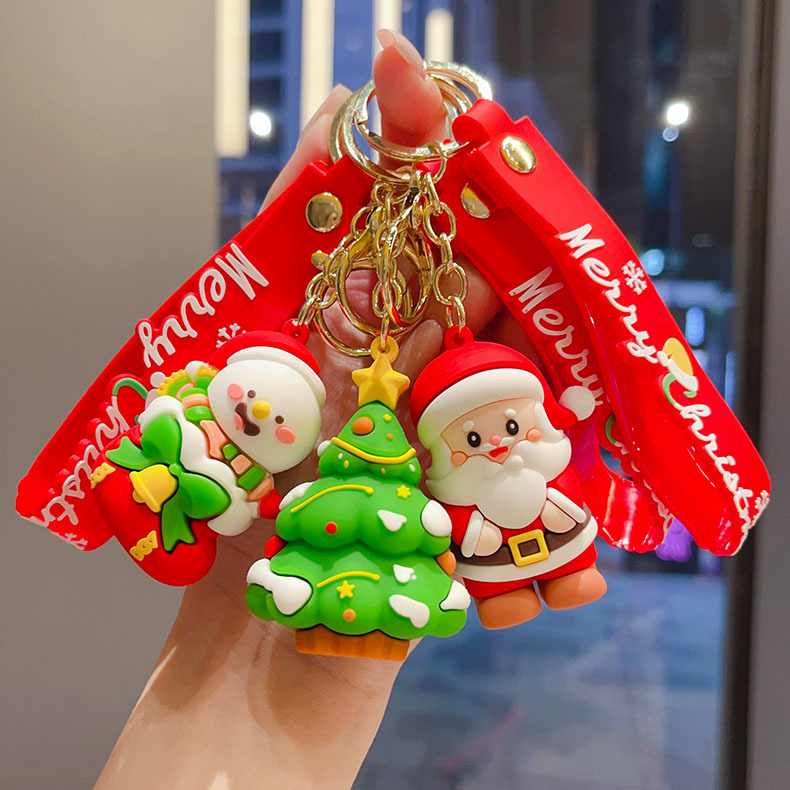 Silicon Festival Christmas Keychain Keyring Netby Santa Claus Trees Reindeer