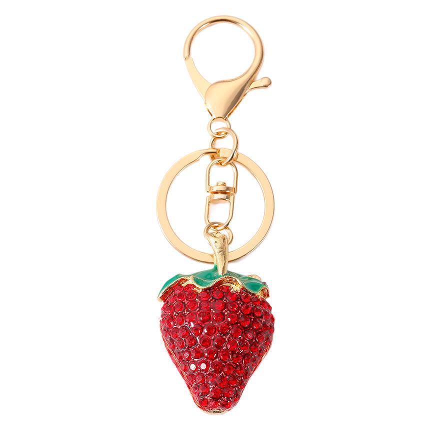 Strawberry Rhinestone Keychain Keyring Netby