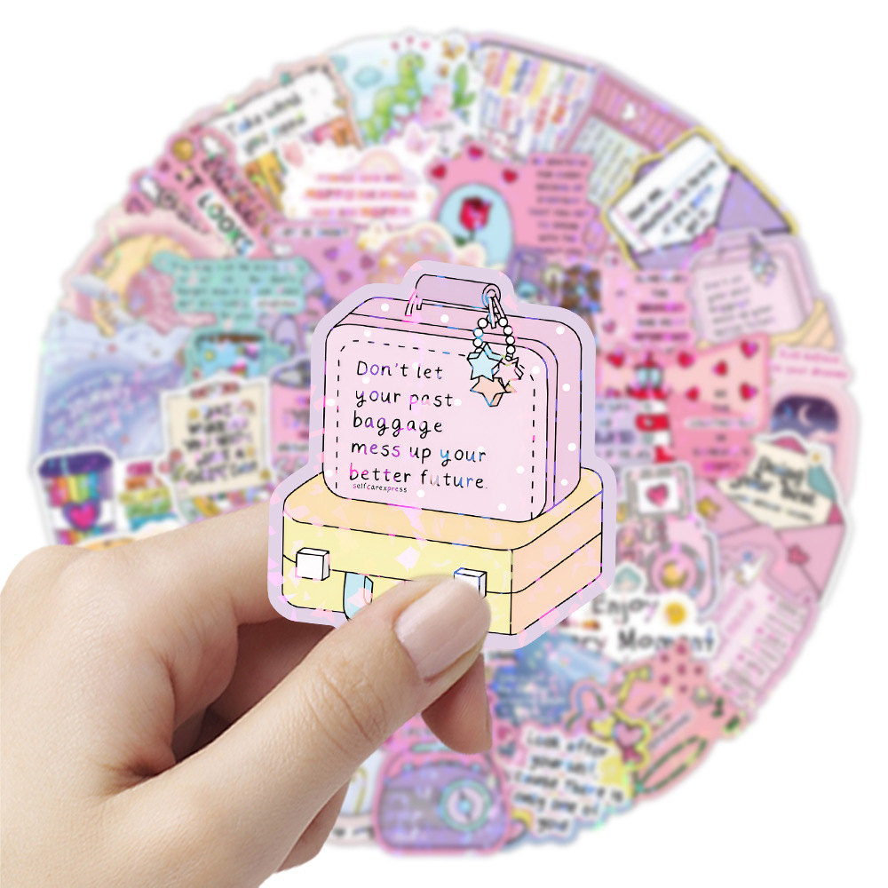 50pcs/pack Cute Text Quote Anti Water Sticker Netby
