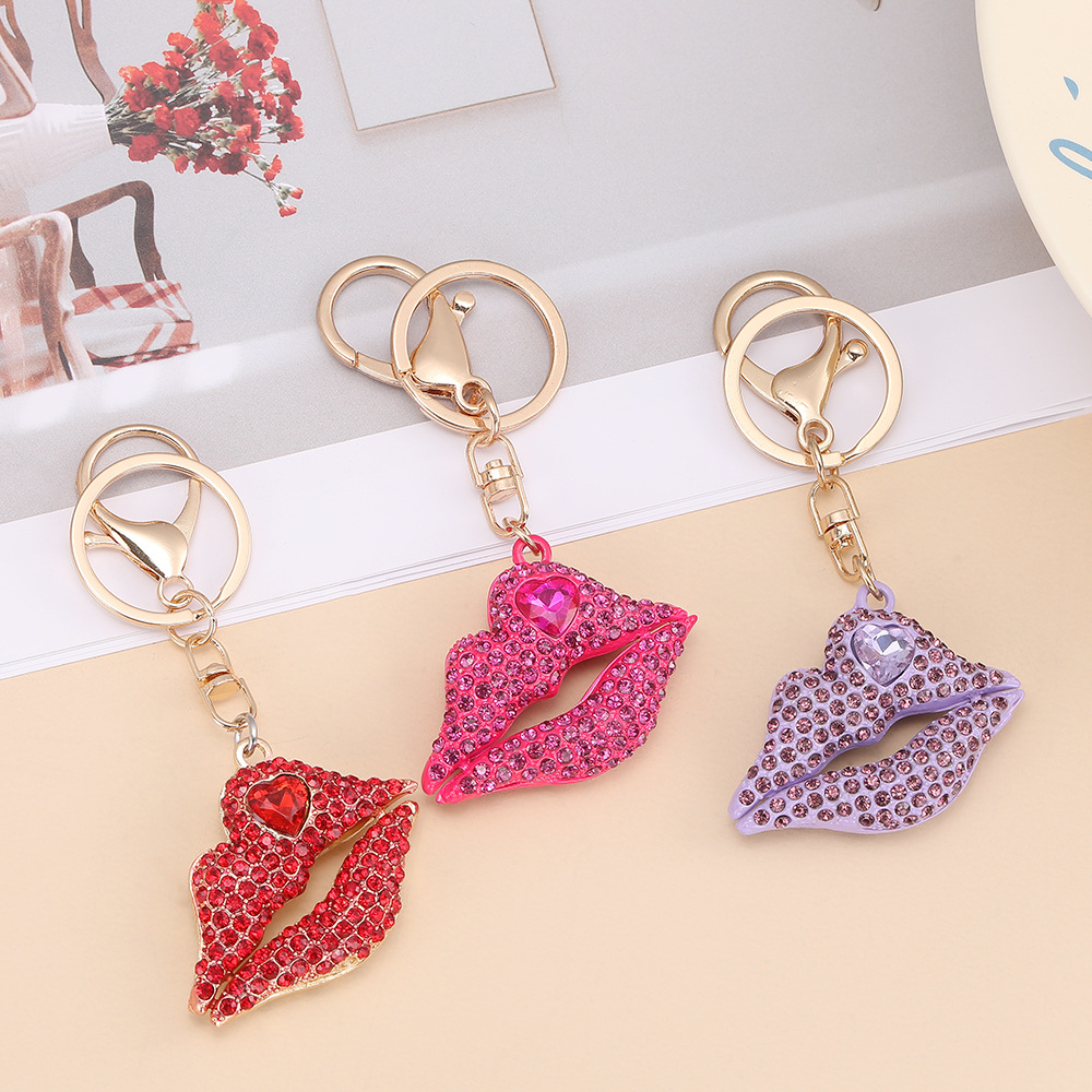 Rhinestone Hot Lips Keychain Keyring Netby