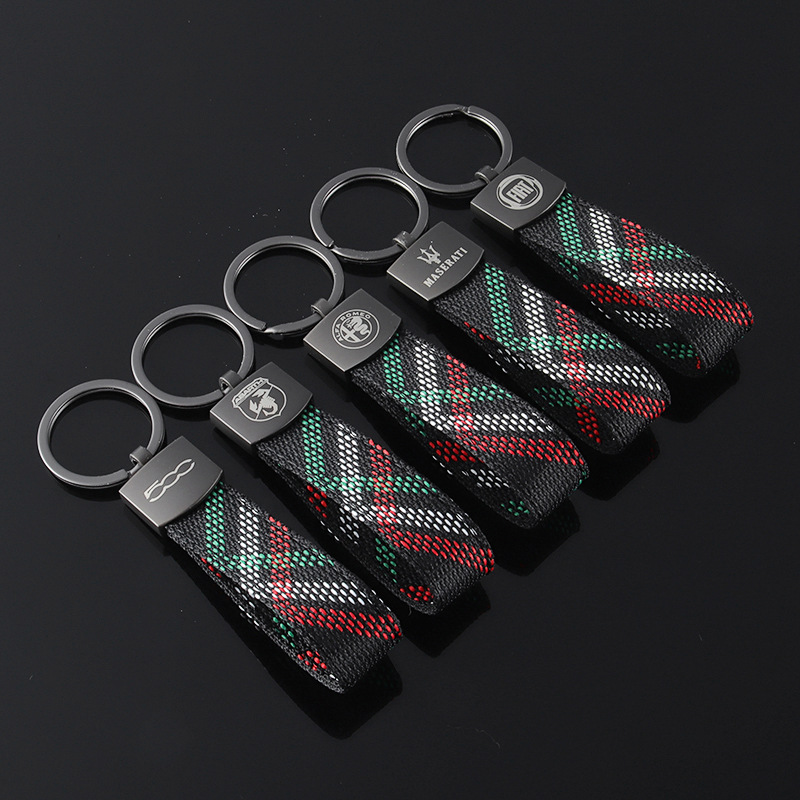 Knitting Car Logo Keychain Keyring Keyfob for Alfa Romeo Abarth Fiat 500 Maserati Netby