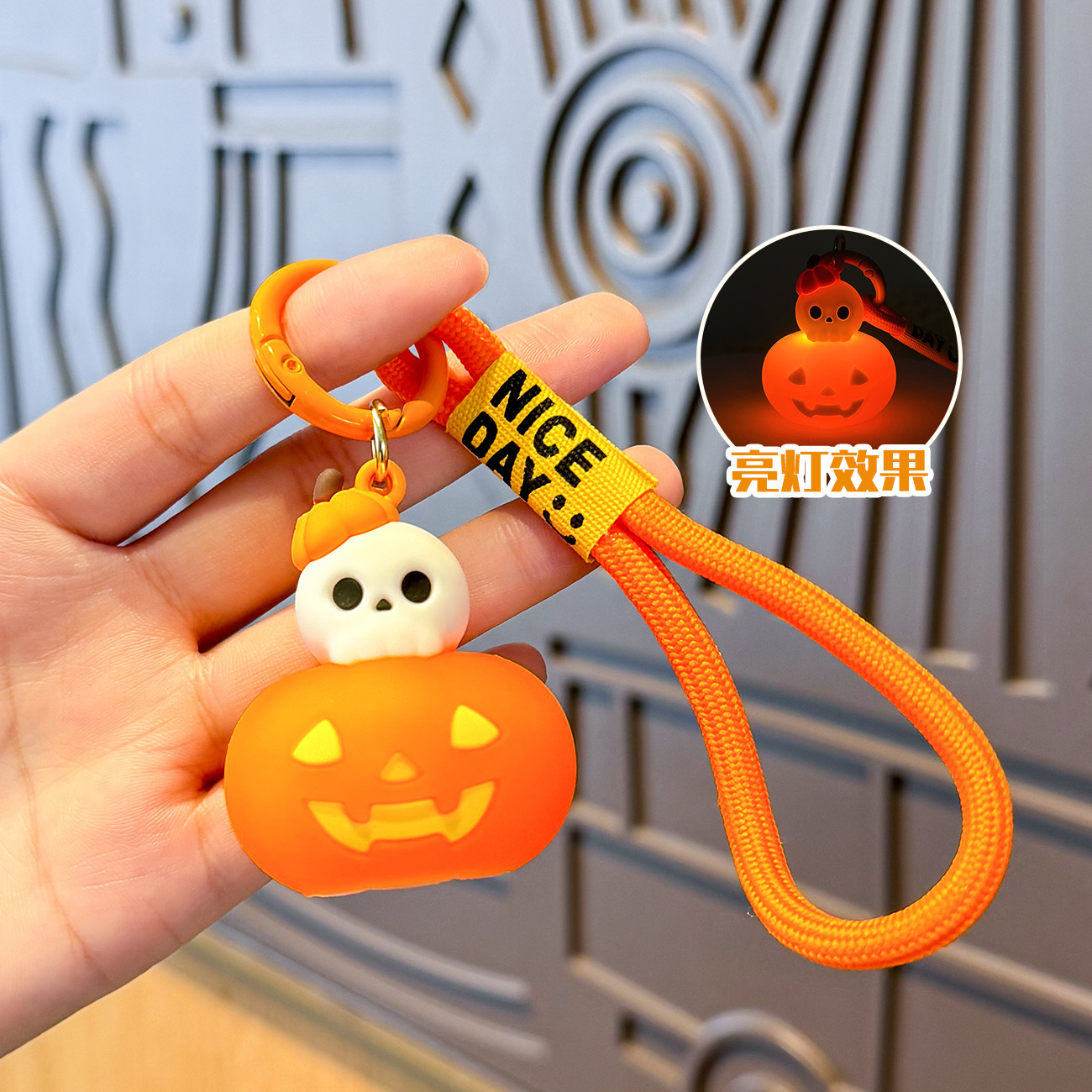 Silicon Festival Halloween Mischievous Pumpkin Lantern Bear Keychain Keyring Netby
