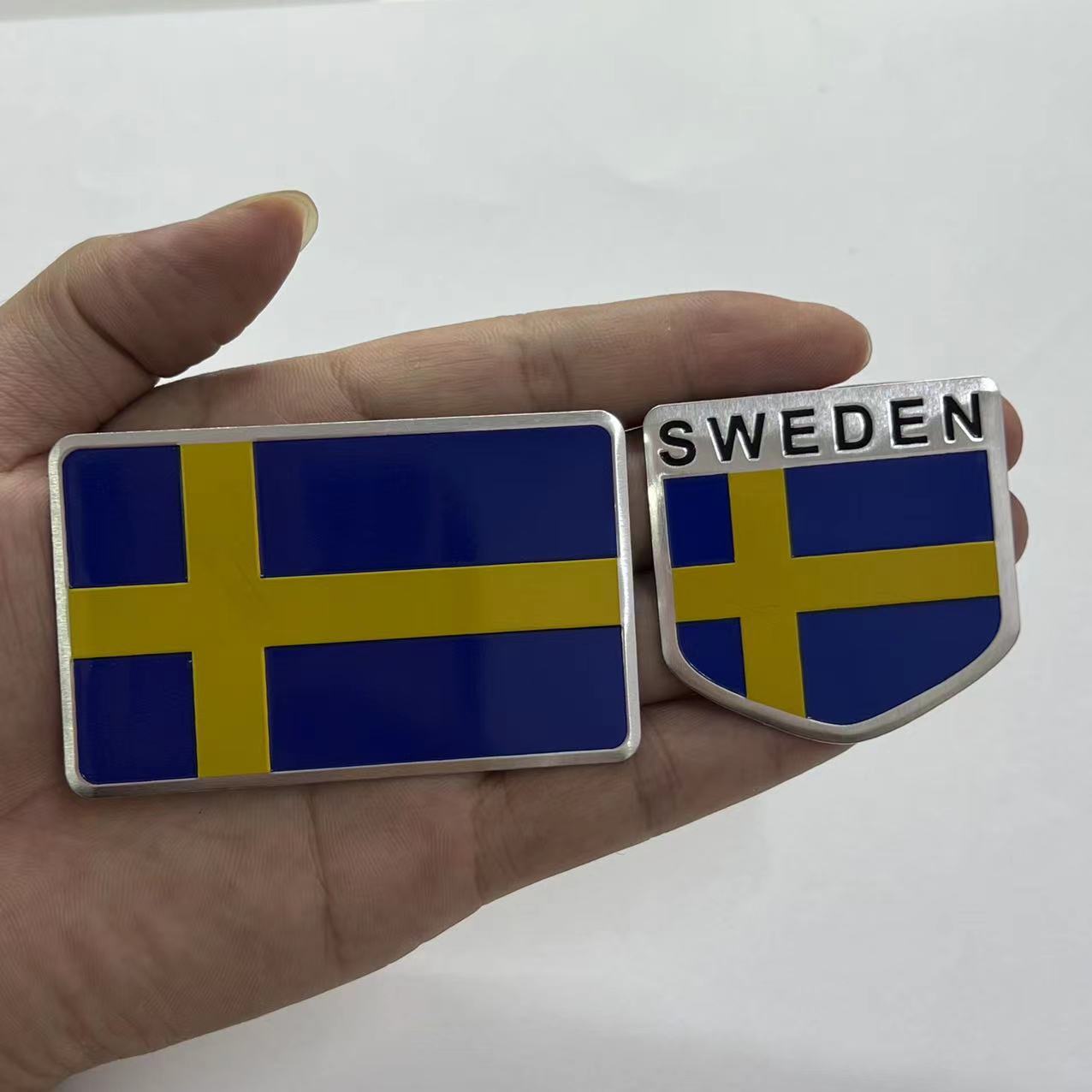 Aluminum Sweden National Flag Car Sticker Netby