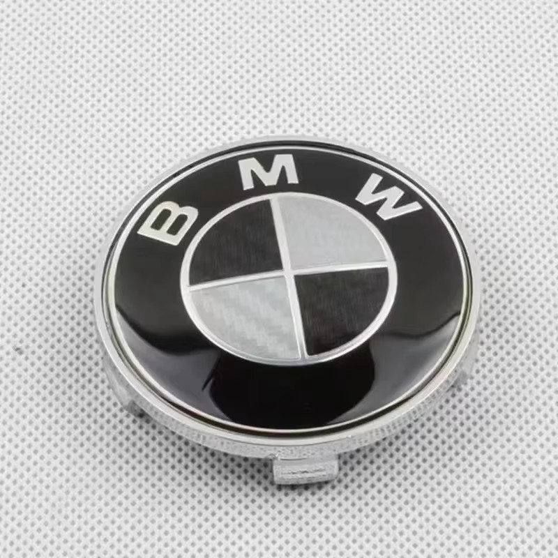 BMW Black White Color Carbon Fiber Style Car Front Rear Wheel Emblem Badge Netby