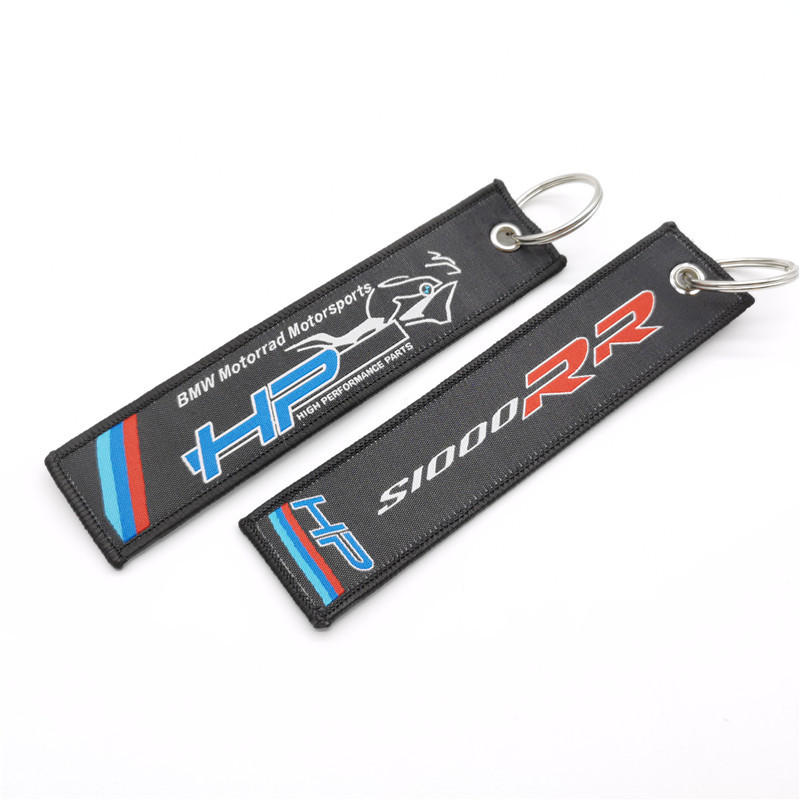 Short Cloth Strip Keyring Keychain for Motorbike with Logo Emblem Badge Netby