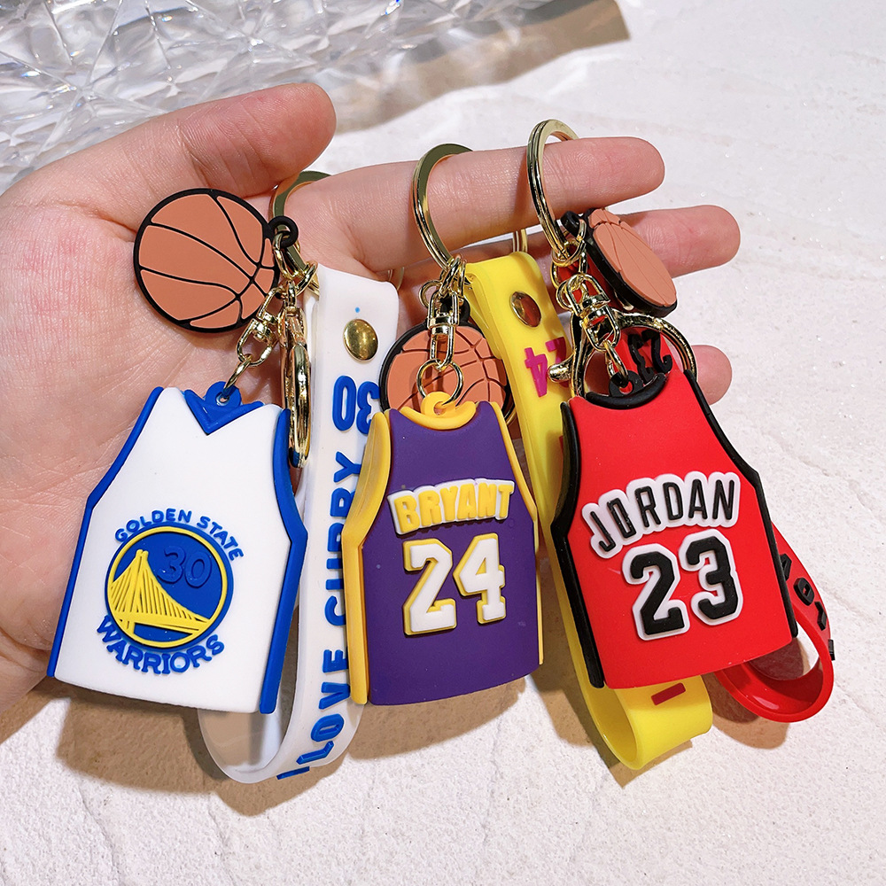 Sports Game Keychain Keyring With NBA Basketball Star Jersey Jordan Kobe Curry James