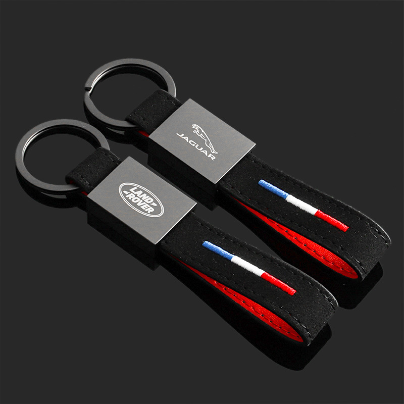 Alcantara Leather Belt Car Logo Keychain Keyring Keyfob for Jaguar Landrover Netby