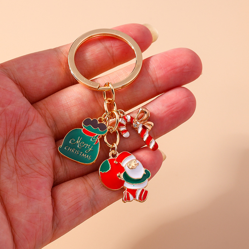 Festival Santa Clasu Tree Gift Box Christmas Keychain Keyring Netby