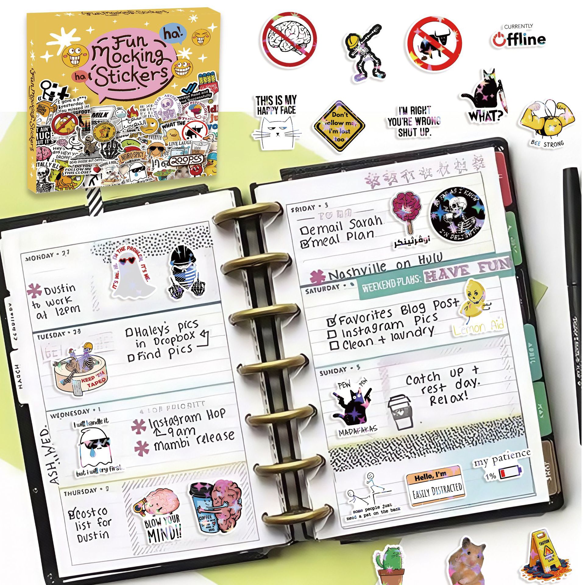 200pcs/pack Waterproof Fun Mocking Sticker Netby