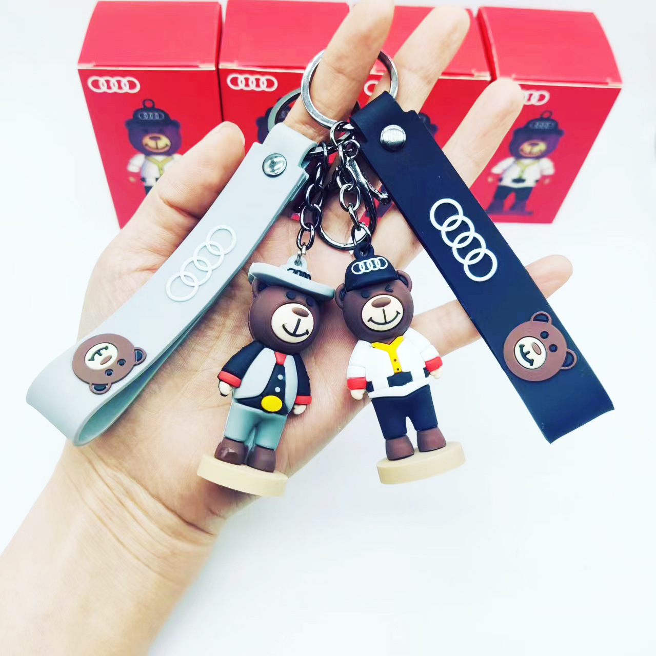 Silicon Audi Bear Keychain Keyring for Audi with Retail Box Netby