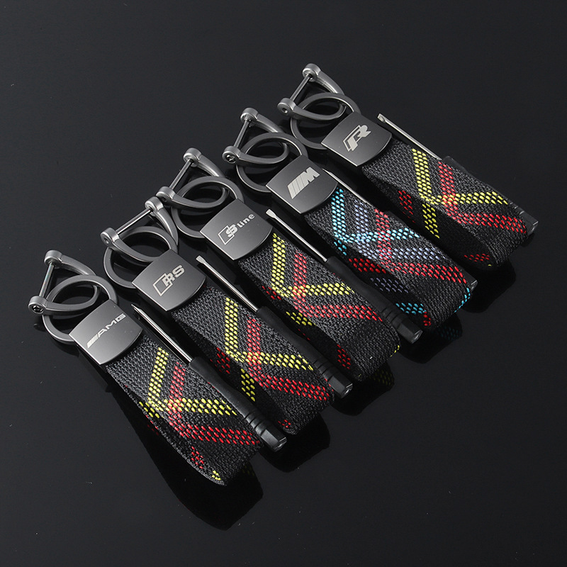 Knitting Car Logo Keychain Keyring Keyfob for Audi Sline RS Benz AMG BMW M Volkswagen VW R RLINE Netby
