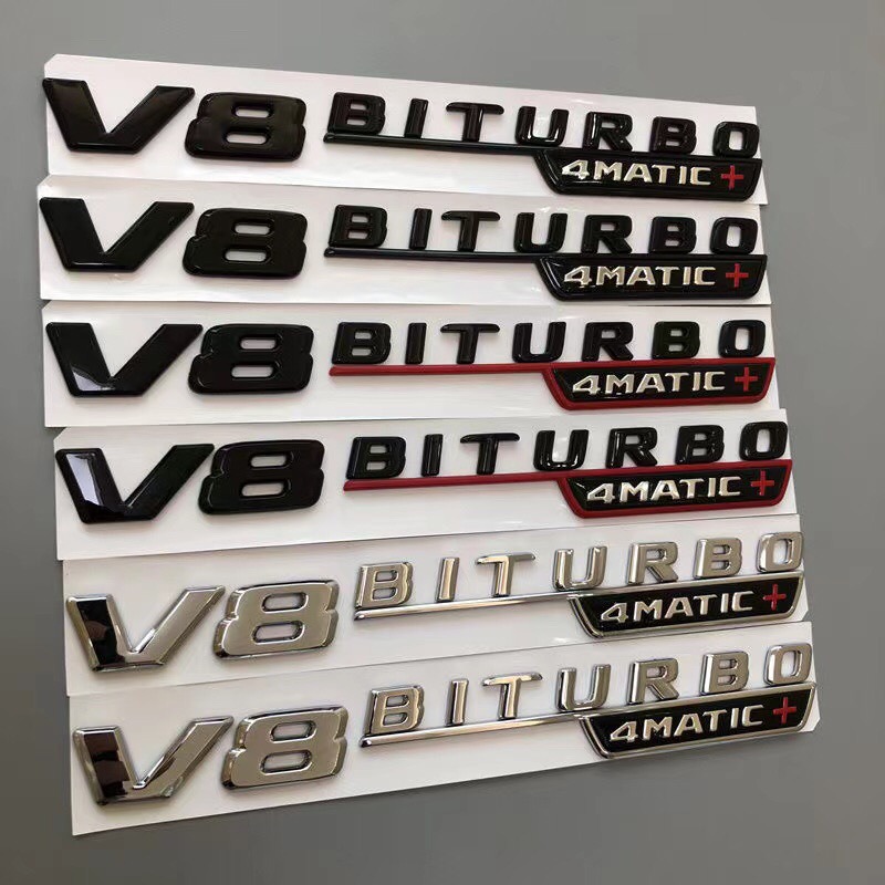 V8 BITURBO 4 MATIC Side Emblem Badge for Mercedes Benz Netby