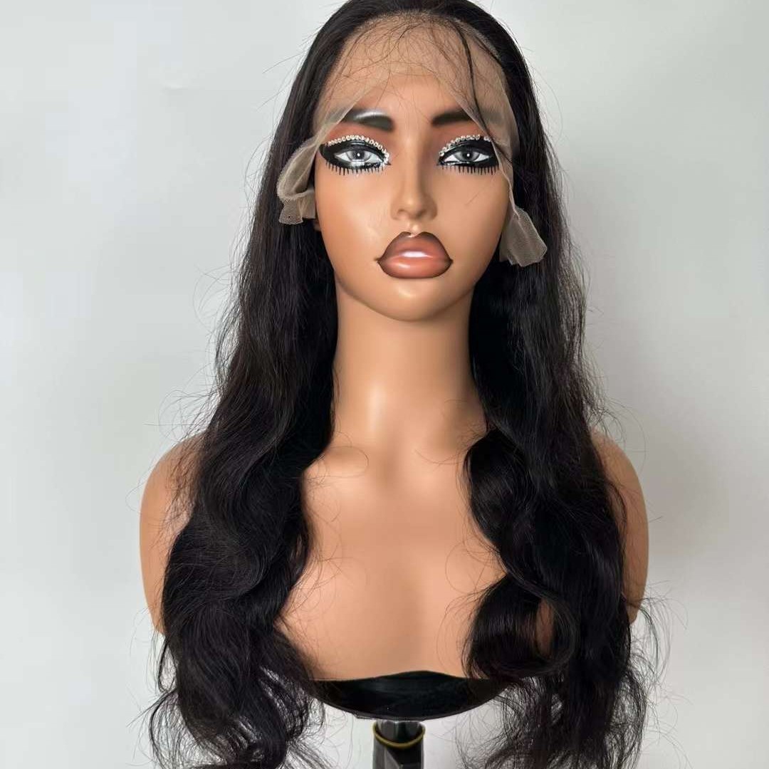 4x4 5x5 Gluesss Lace Closure Wig Remy Human Hair Body Wave Natural Black WIGLTD