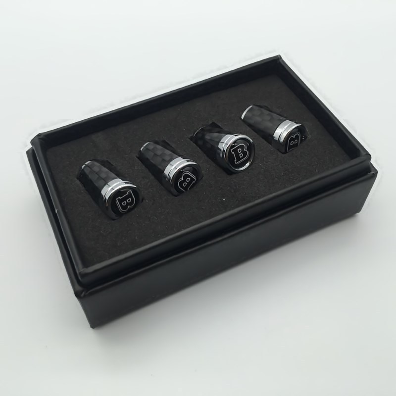 Carbon Fiber Style Car Wheel Tire Valve Cap Anti Dust Theft With Logo Silver Black Color Netby