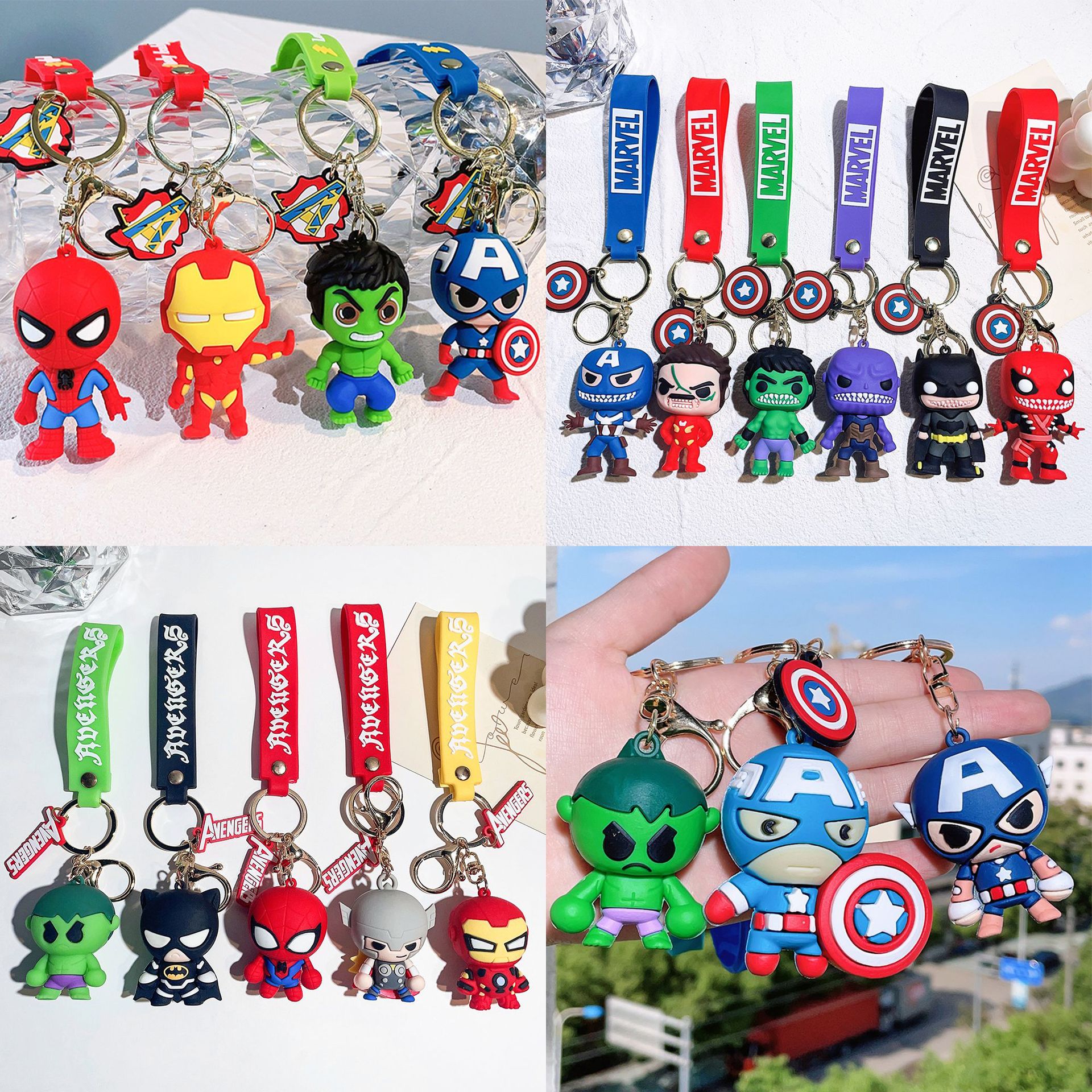 PVC Avengers Superhero Movie Keychain Keyring Captain America Hulk Thanos Spiderman Deadpool Ironman Thor Netby