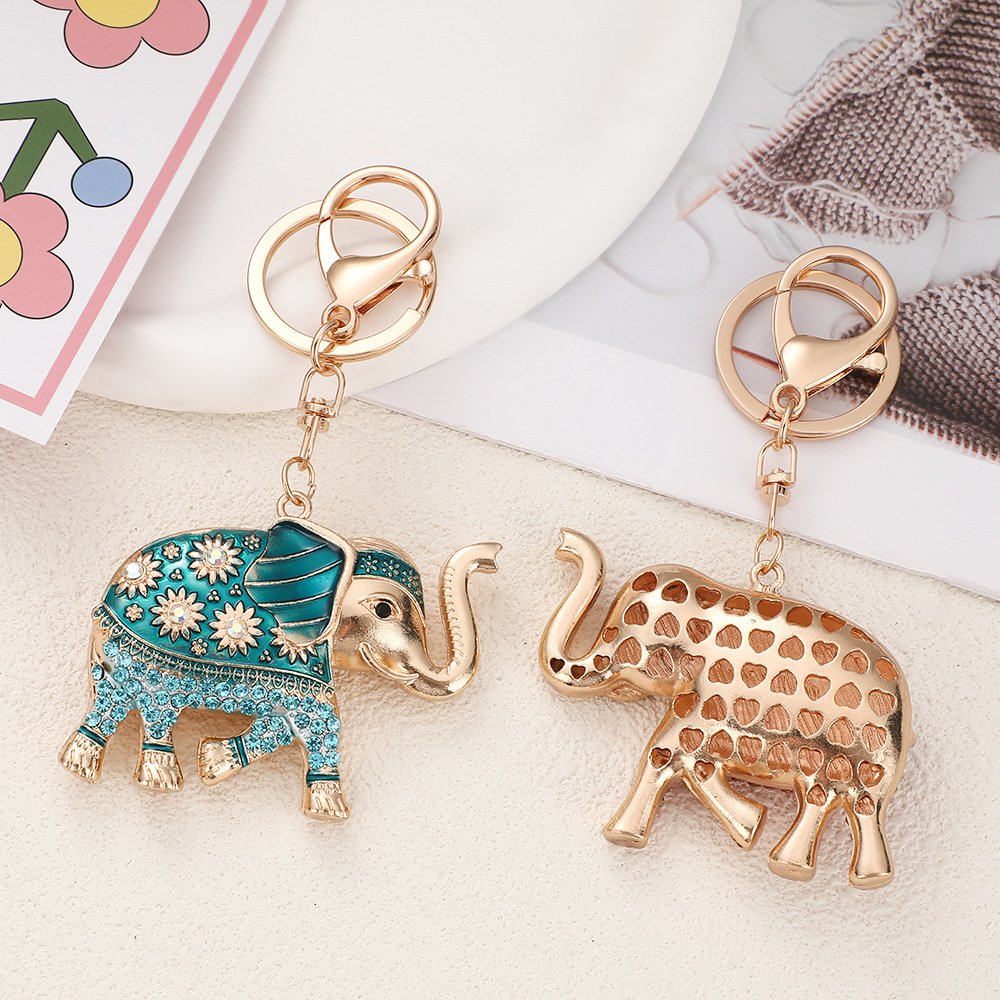 Rhinestone Elephant Good Keychain Keyring Netby