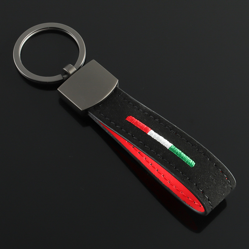 Alcantara National Flag Car Logo Keychain Keyring Keyfob for Italy Germany France BMW Netby