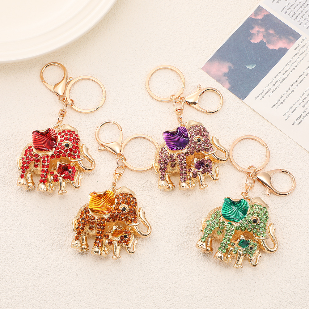 Rhinestone Elephant Keychain Keyring Netby