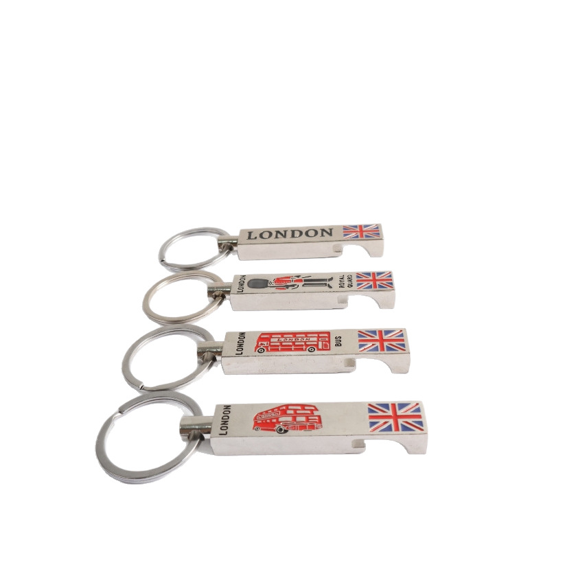 Metal UK National Flag Bottle Operner British Style London Soldier Bus Keychain Keyring Netby