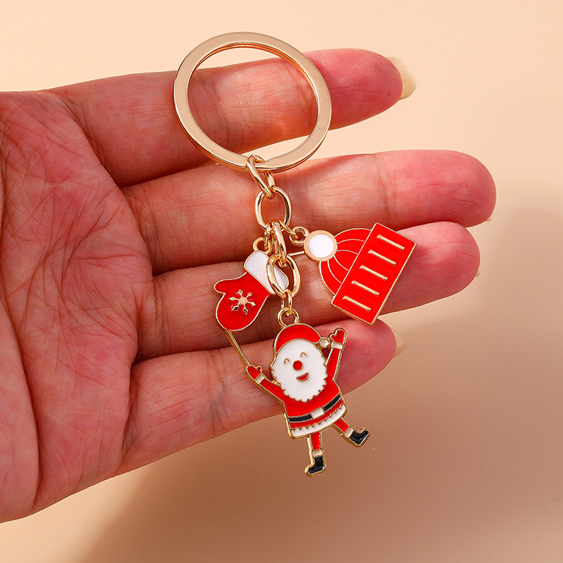 Festival Santa Clasu Tree Gift Box Christmas Keychain Keyring Netby