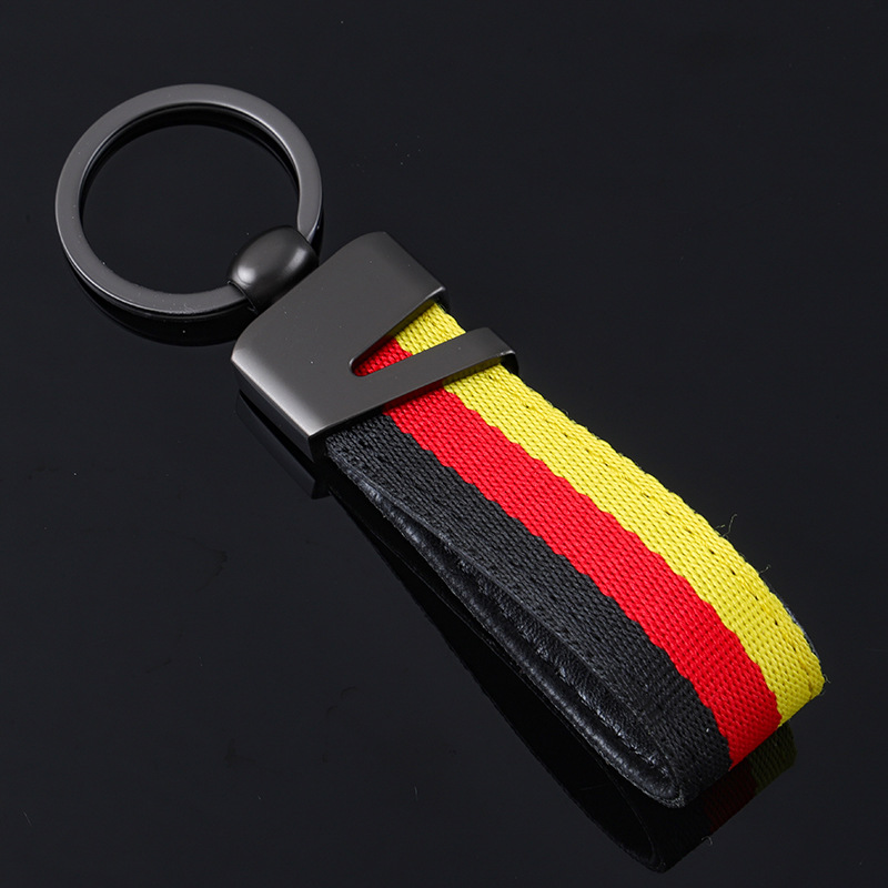 3 Strip Car Keychain Keyring Keyfob Gift for Customer Germany Italy National Flag Netby