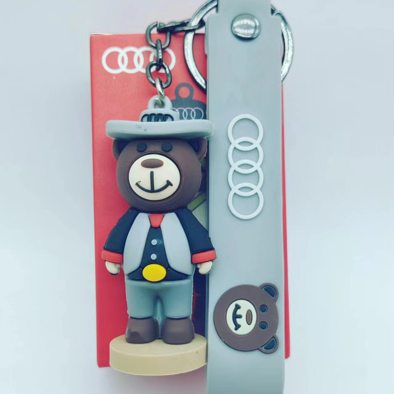 Silicon Audi Bear Keychain Keyring for Audi with Retail Box Netby