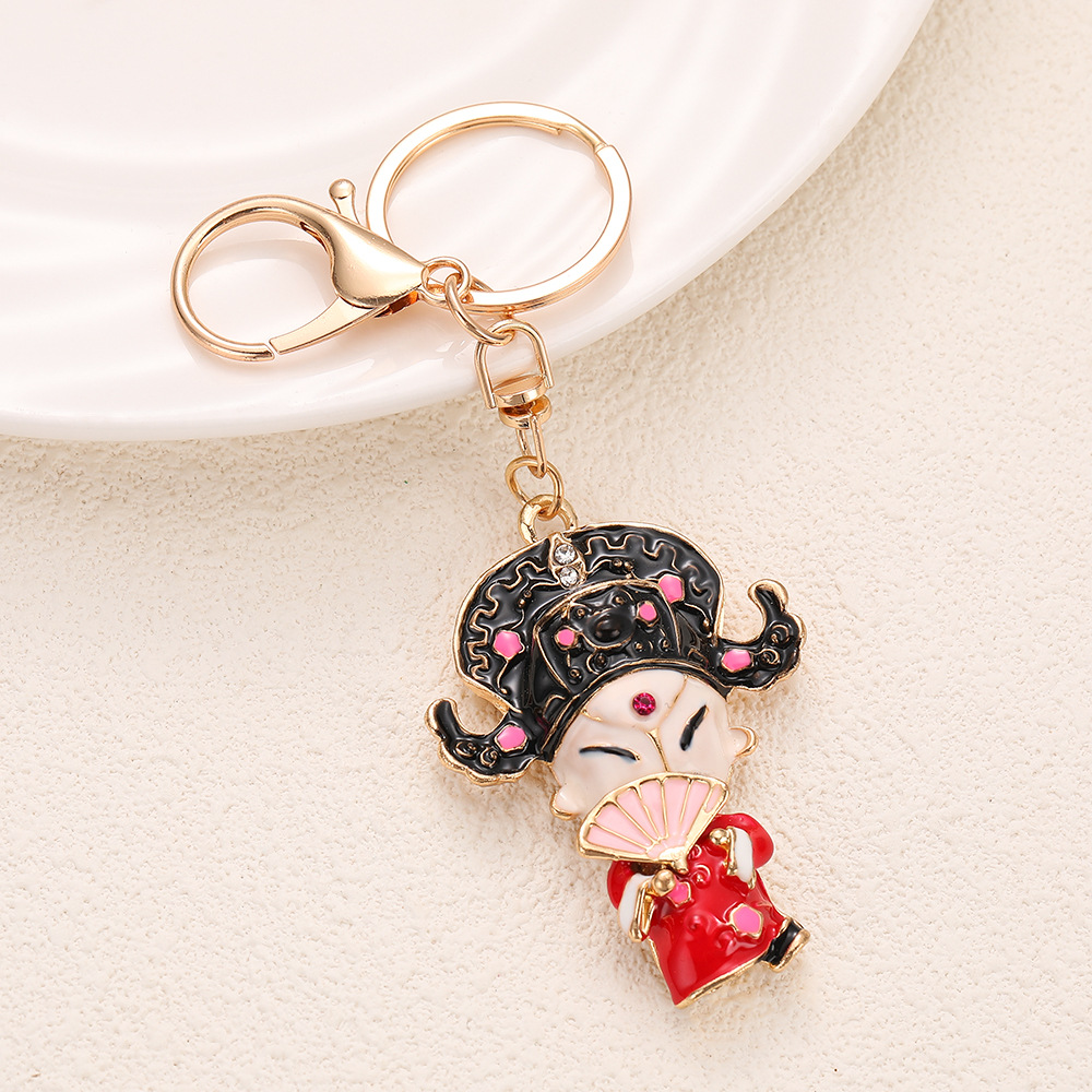 Rhinestone Chinese Opera Character Keychain Keyring Netby
