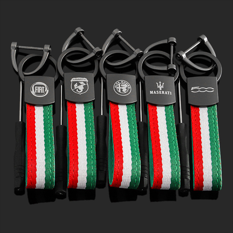 3 Strip Car Logo Keychain Keyring Keyfob for Alfa Romeo Abarth Fiat 500 Maserati Netby