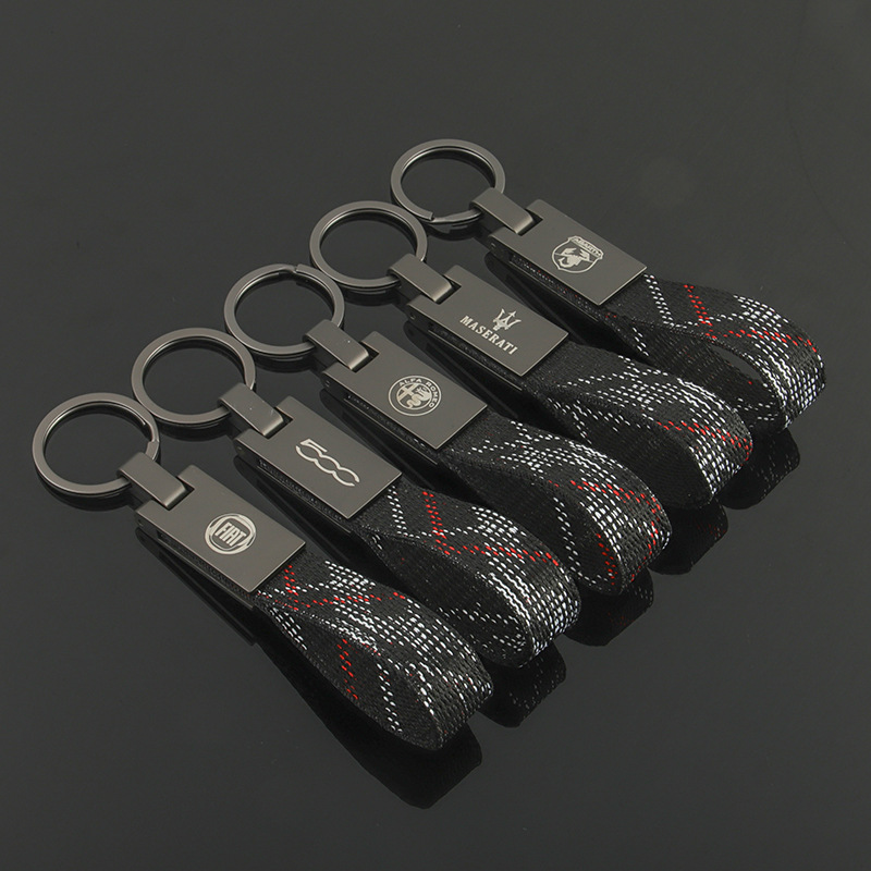 Knitting Car Logo Keychain Keyring Keyfob for Alfa Romeo Abarth Fiat 500 Maserati Netby