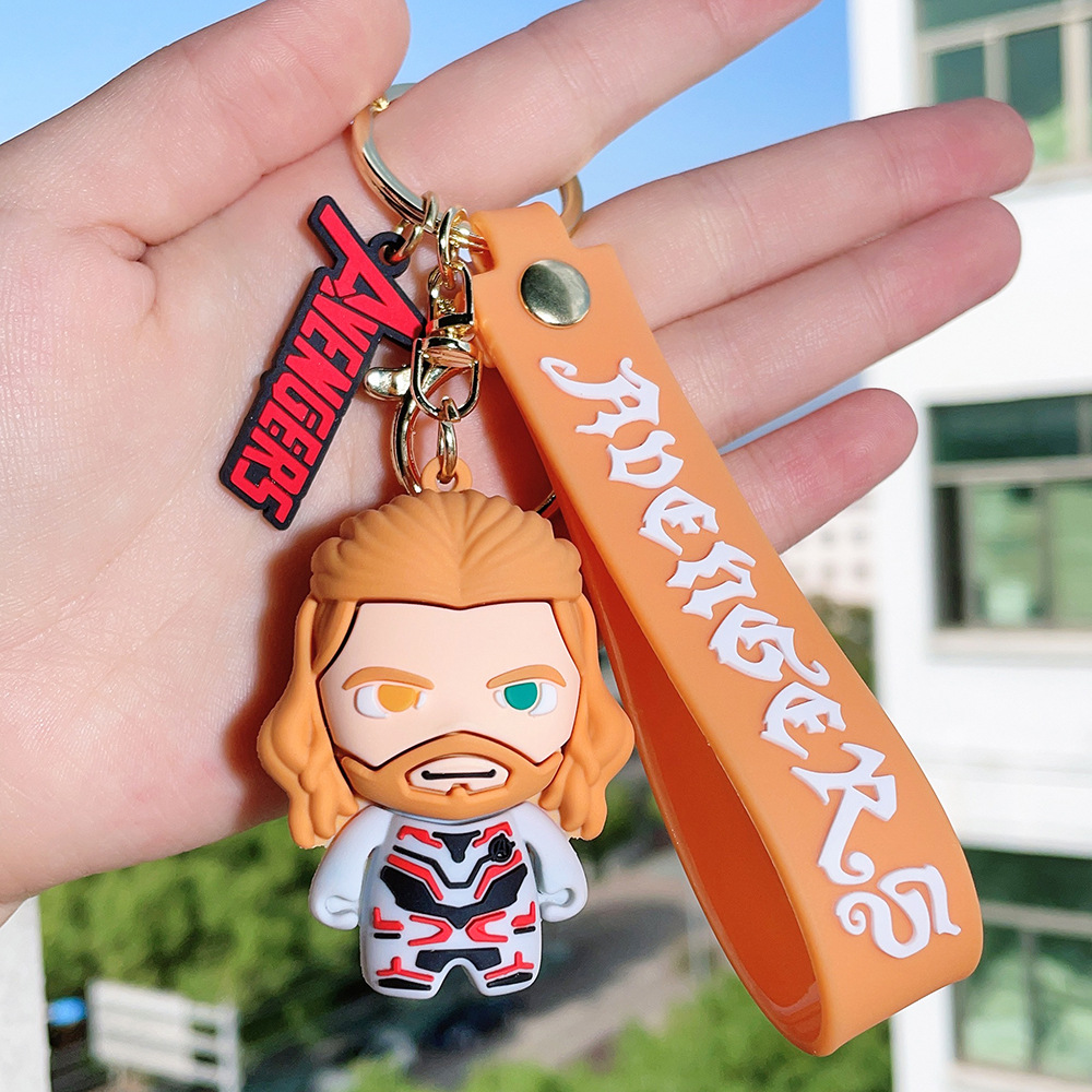 PVC Avengers Superhero Movie Keychain Keyring Captain America Hulk Thanos Spiderman Deadpool Ironman Thor Netby