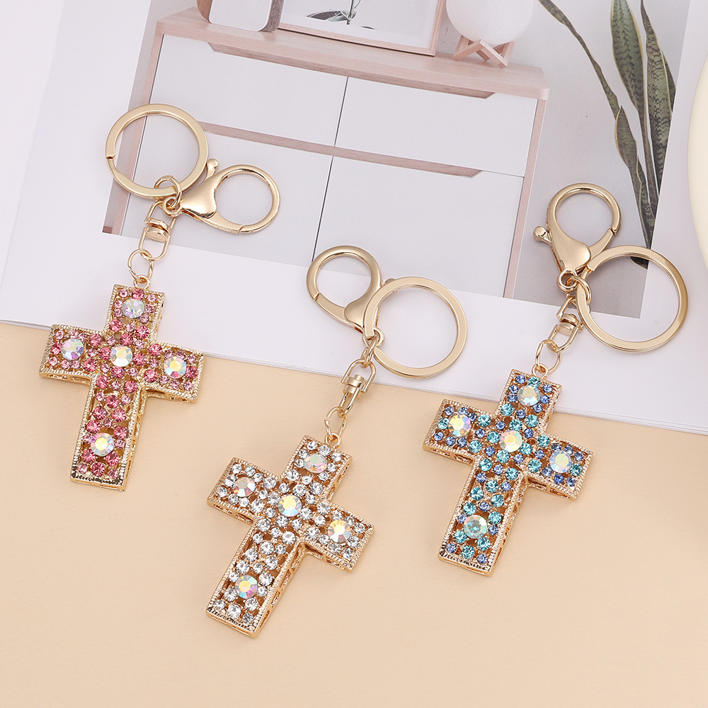 Rhinestone Cross Keychain Keyring Netby