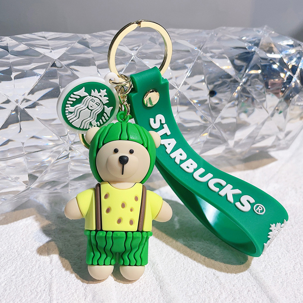 Rubber Starbucks Bear Coffee Cup Keychain Keyring Netby
