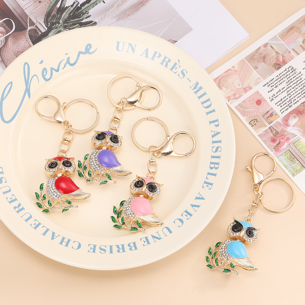 Rhinestone OWL Keychain Keyring Netby