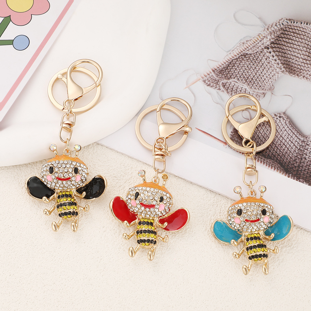 Rhinestone Dancing Bee Keychain Keyring Netby